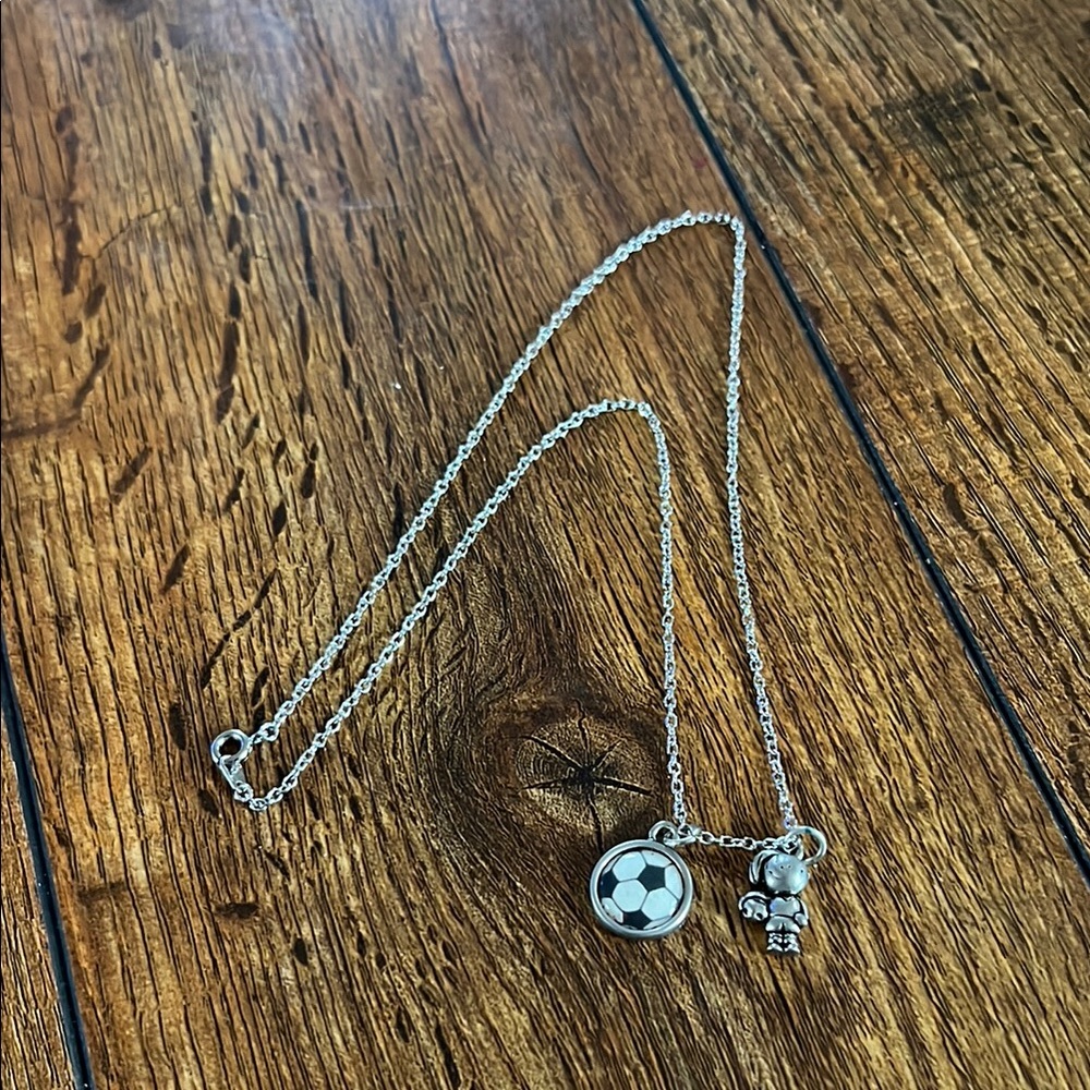 Silver Soccer Ball Charm Necklace
